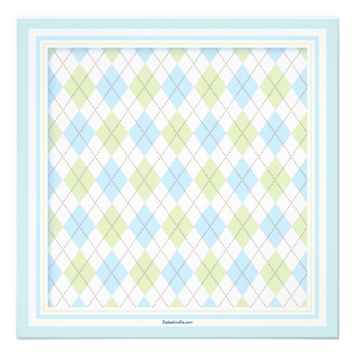Happy Blue Argyle Boy Baby Shower Invitation