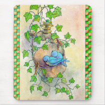 HAPPY BLUE BIRDS by SHARON SHARPE mousepads by sharonsharpe HAPPY BLUE BIRDS by SHARON SHARPE mousepads