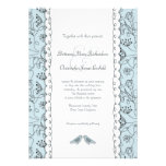 Happy Blue Birds Wedding Doodle Trendy Budget Custom Invitation