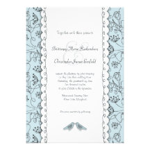 Happy Blue Birds Wedding Doodle Trendy Budget Custom Invitation