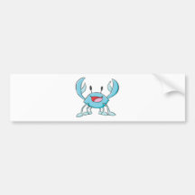 Happy Blue Crab Cartoon Bumper Stickers