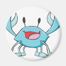 Happy Blue Crab Cartoon Magnets