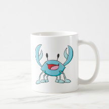 Happy Blue Crab Cartoon Mugs