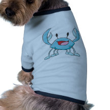 Happy Blue Crab Cartoon Pet T Shirt