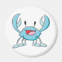 Happy Blue Crab Cartoon Refrigerator Magnet