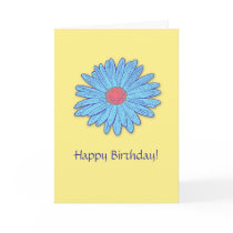 Happy Blue Daisy card - Customizable