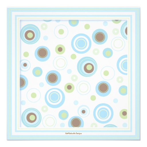 Happy Blue Dots Baby Boy Christening Invitation