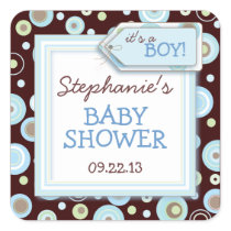 Happy Blue Dots Boy Baby Favor & Envelope Sticker stickers