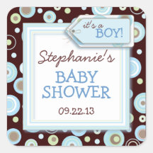 Happy Blue Dots Boy Baby Favor & Envelope Sticker