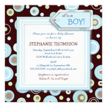 Happy Blue Dots Boy Baby Shower Invitation invitations