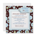 Happy Blue Dots Twin Boy Baby Shower Invitation