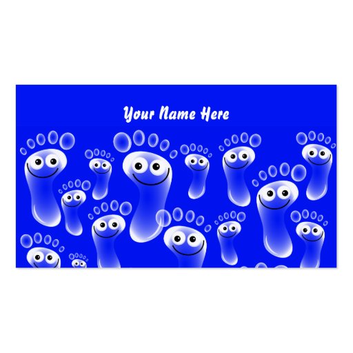 Happy Blue Feet, Your Name Here Business Card Template (front side)