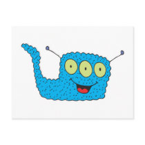 happy blue goofy monster postcard
