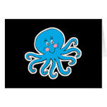 happy blue octopus greeting card