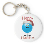 Happy blue ornament wishing a merry christmas keychains