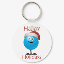 Happy blue ornament wishing a merry christmas keychains