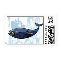 Happy Blue Whale Postage Stamp