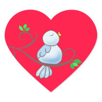 Happy Bluebird Heart Stickers