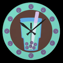 Happy Boba Tea Bubbles wall clocks