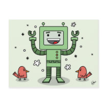 Happy Bot and Friends - PostCard by andymcnally Happy Bot and Friends - PostCard