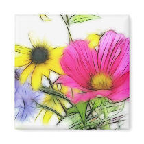 Happy Bouquet of Flowers Fridge Magnet