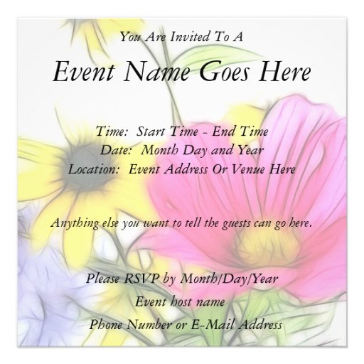 Happy Bouquet of Flowers Personalized Invitations