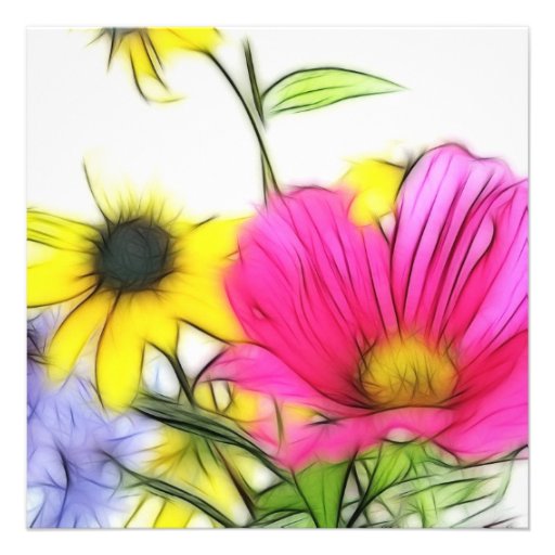 Happy Bouquet of Flowers Personalized Invitations