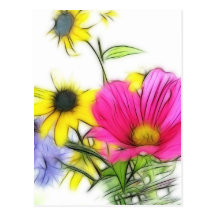 Happy Bouquet of Flowers Post Card