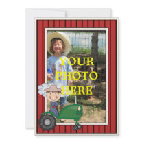 Happy Boy & Tractor - Kids' Party or Baby Shower Personalized Invitation