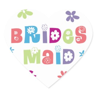 Bridesmaid heart shaped stickers