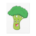 Happy Broccoli Vegetable Smiling Post Card