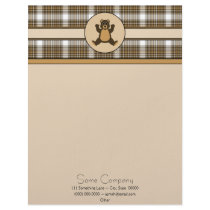 Happy Brown Bear Auburn Plaid Letterhead letterhead