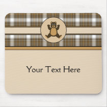 Happy Brown Bear Auburn Plaid Mousepad mousepads