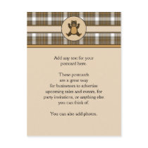 Happy Brown Bear Auburn Plaid Postcard postcards