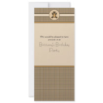 Happy Brown Bear Brown Plaid Invitation invitations