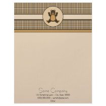 Happy Brown Bear Brown Plaid Letterhead letterhead