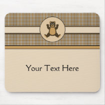 Happy Brown Bear Brown Plaid Mousepad mousepads
