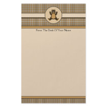 Happy Brown Bear Brown Plaid Stationery stationery