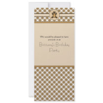 Happy Brown Bear Caramel Plaid Invitation invitations