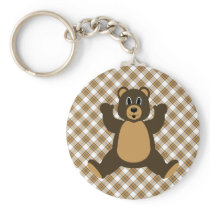 Happy Brown Bear Caramel Plaid Keychain keychains