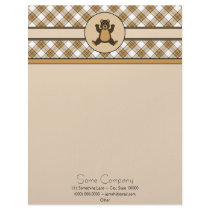 Happy Brown Bear Caramel Plaid Letterhead letterhead