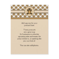 Happy Brown Bear Caramel Plaid Postcard postcards