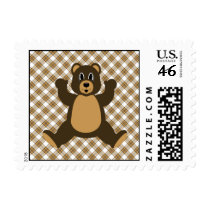 Happy Brown Bear Caramel Plaid Stamps stamps