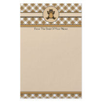 Happy Brown Bear Caramel Plaid Stationery stationery