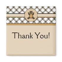 Happy Brown Bear Cocoa Plaid Customizable Magnet magnets