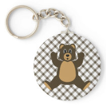 Happy Brown Bear Cocoa Plaid Keychain keychains