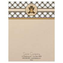 Happy Brown Bear Cocoa Plaid Letterhead letterhead