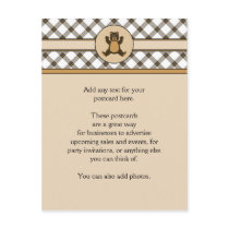 Happy Brown Bear Cocoa Plaid Postcard postcards