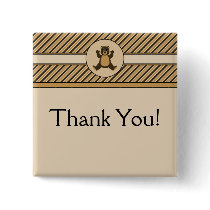 Happy Brown Bear Diagonal Stripes Custom Button buttons