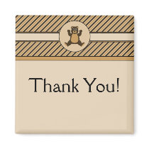 Happy Brown Bear Diagonal Stripes Custom Magnet magnets